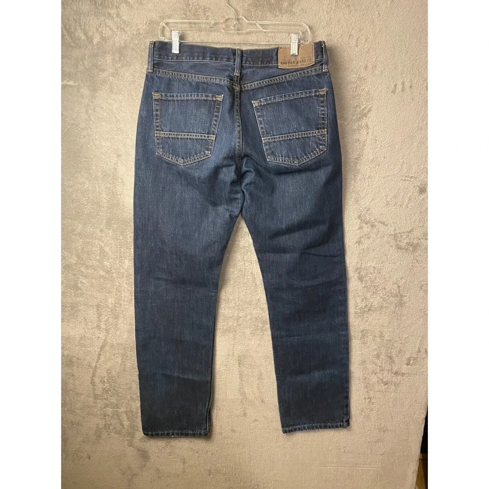Nautica Men's Jeans 32x32 Blue Straight Fit Denim Classic 5 Pocket Pants